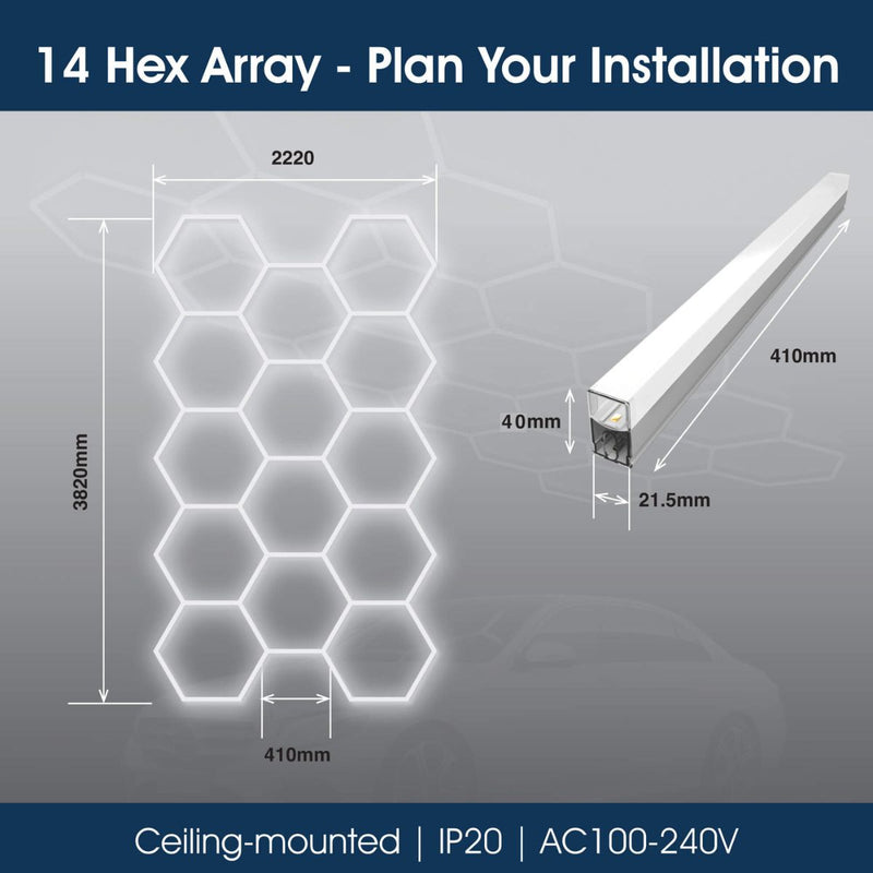 Lighteez - LTZ-HEX-14S-65K - Infographics - 14 Hex Array - Plan Your Installation