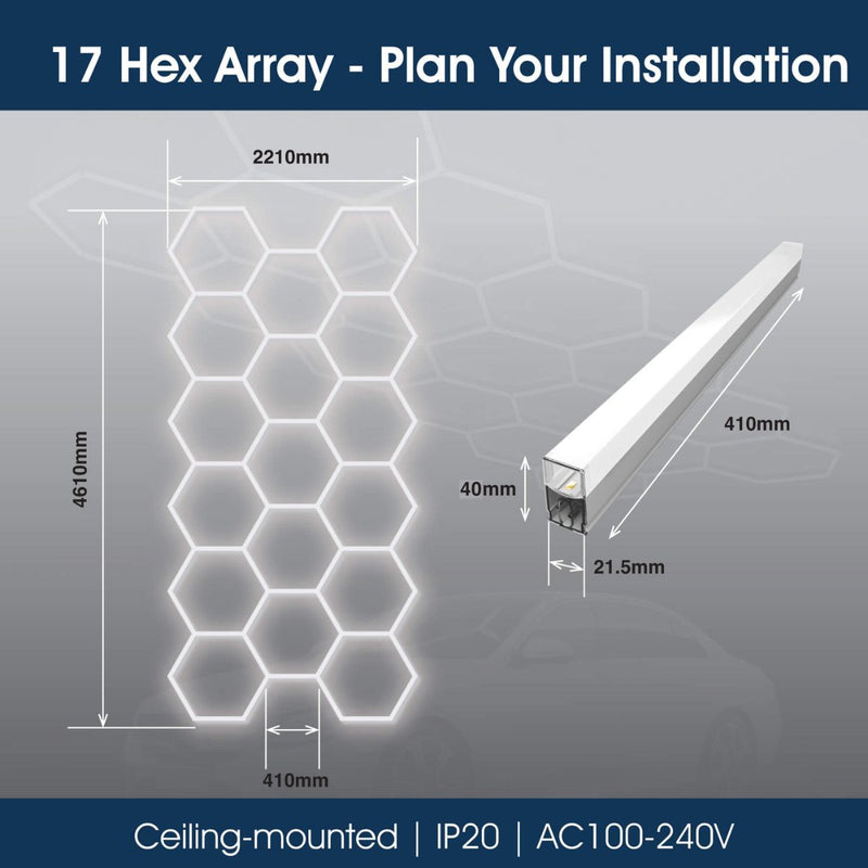 Lighteez - LTZ-HEX-17S-65K - Infographics - 17 Hex Array - Plan Your Installation