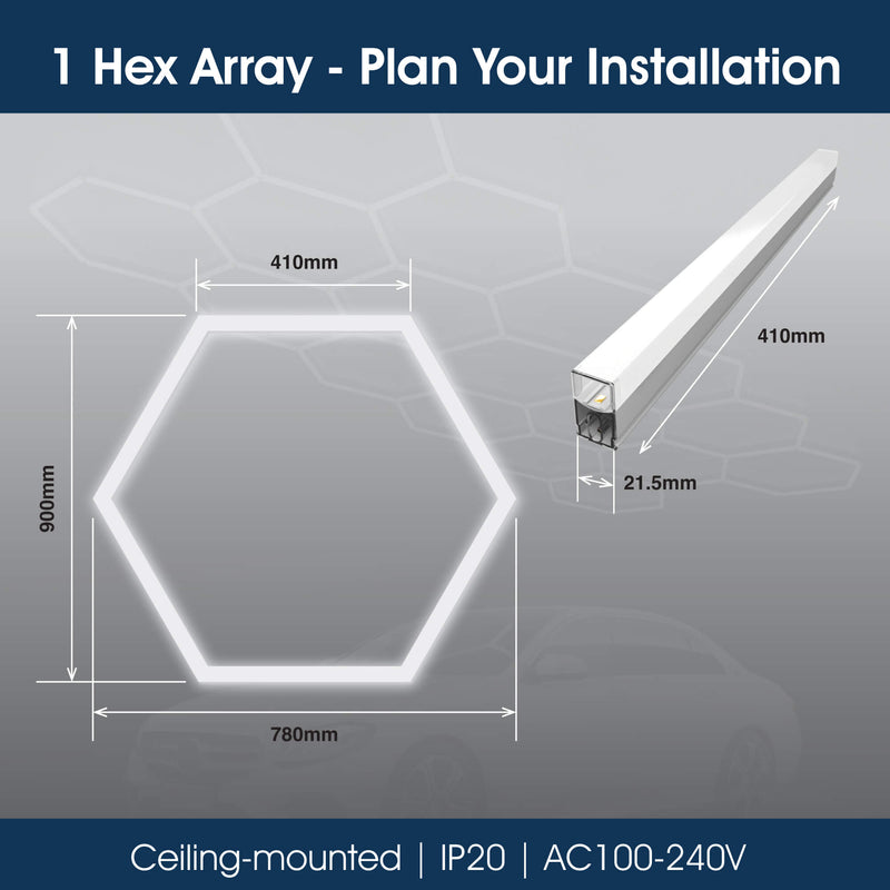 Lighteez - LTZ-HEX-1S-65K - Infographics - 1 Hex Array - Plan Your Installation