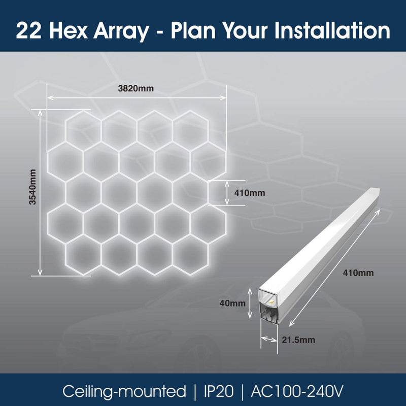 Lighteez - LTZ-HEX-22S-65K - Infographics - 22 Hex Array - Plan Your Installation