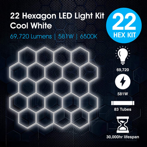 Lighteez - LTZ-HEX-22S-65K-BK - Infographics - 22 Hexagon LED Light Kit Cool White
