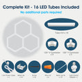 Lighteez - LTZ-HEX-3S-65K - Infographics - Complet Kit - 16 LED Tubes Included
