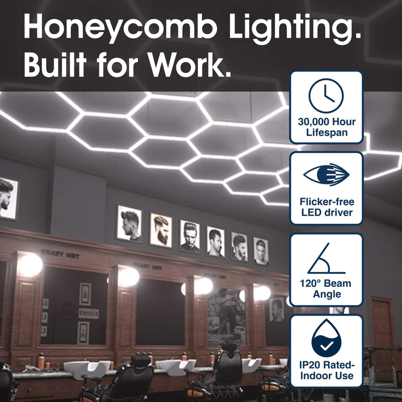 Lighteez - LTZ-HEX-1S-65K - Infographics - Honeycomb Lighting. Built for Work