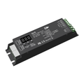 Simple Lighting - DMX Decoder - Decoder facing up with visible digital screen, connection details, and compliance proof