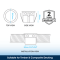 Simple Lighting - DECK-104-CW - Infographics - Suitable for Timber and Composite Decking