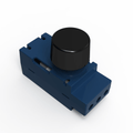 Simple Lighting - Dimmer Module - A blue dimmer module with a black knob