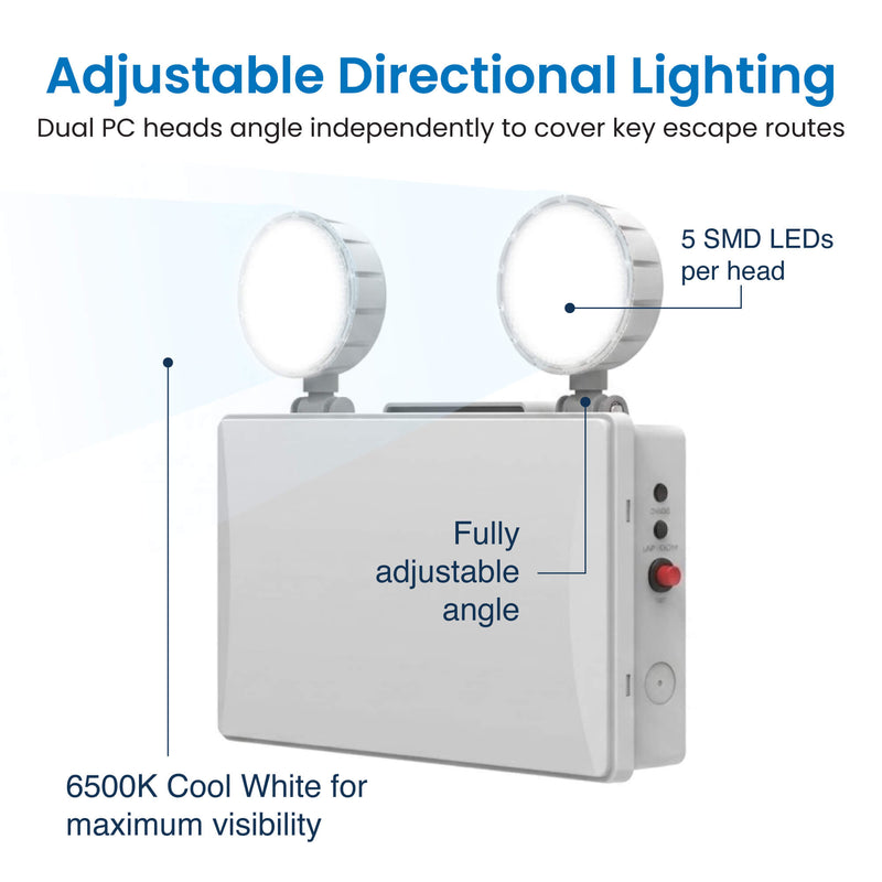 Exit Guardian - EM-TWIN-240 - Infographics - Adjustable Directional Light