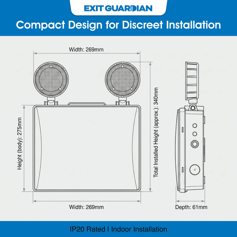 Exit Guardian - EM-TWIN-240 - Infographics - Compact Design for Discreet Installation