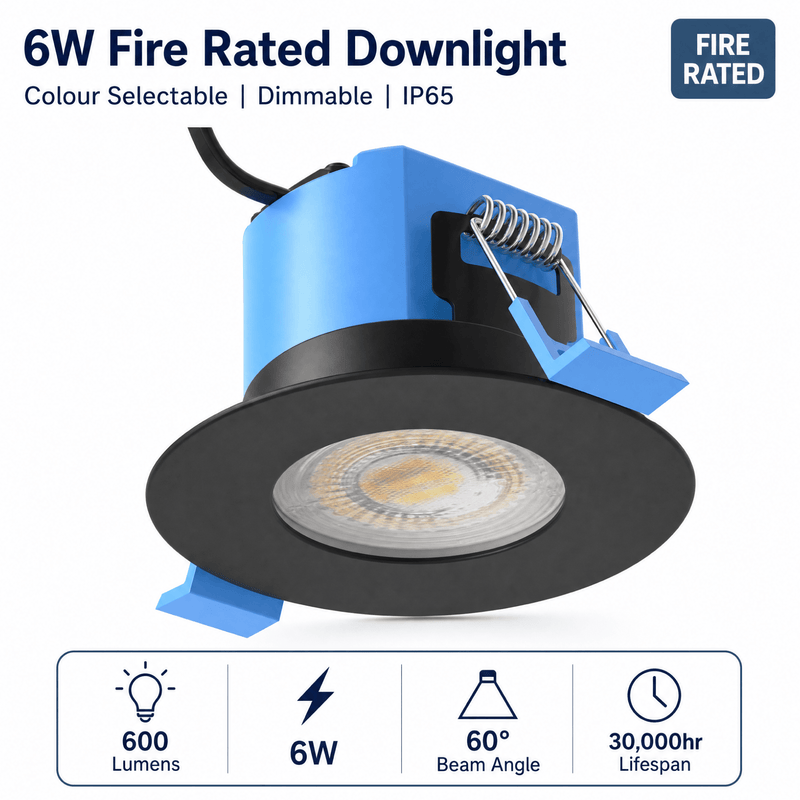 Simple Lighting - FR-6W-CCT-MB - Infographics - 6W Fire Rated Downlight