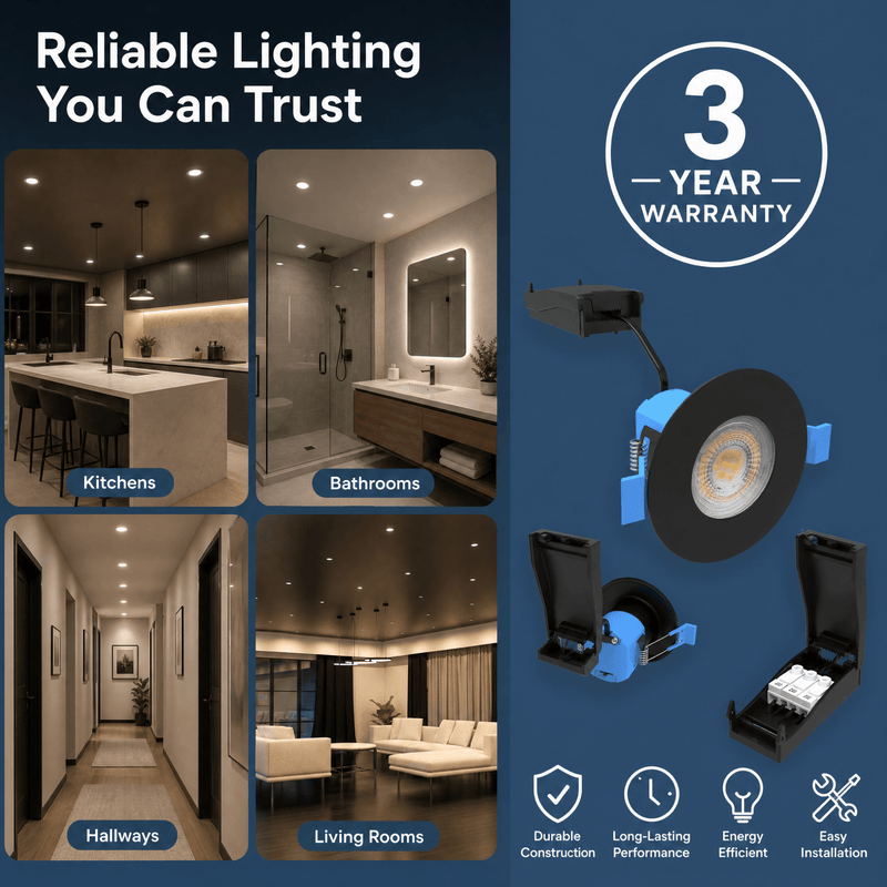 Simple Lighting - FR-6W-CCT-MB - Infographics - 3 Year Warranty