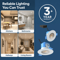 Simple Lighting - FR-6W-CCT-WH-10PK - Infographics - 3 Year Warranty