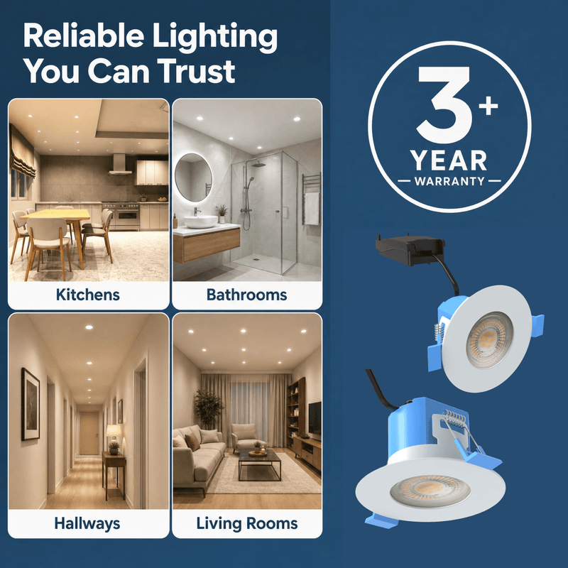 Simple Lighting - FR-6W-CCT-WH-10PK - Infographics - 3 Year Warranty