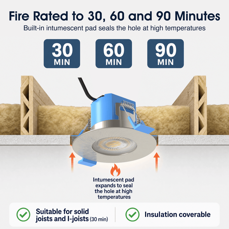 Simple Lighting - FR-6W-LED-SN - Infographics - Fire Rated to 30, 60 and 90 Minutes