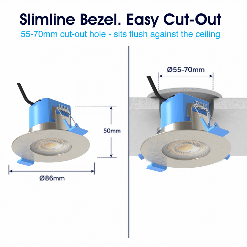 Simple Lighting - FR-6W-LED-SN - Infographics - Slimline Bezel. Easy Cut-Out