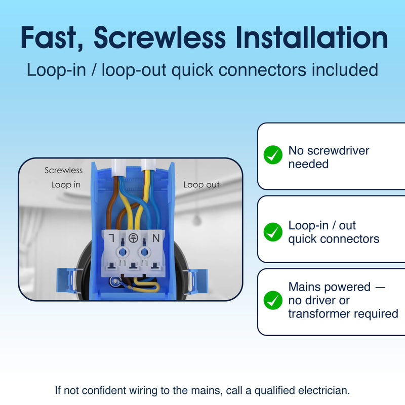 SL - FR-GU10-K-WH-10PK - Infographics - Fast, Screwless Installation