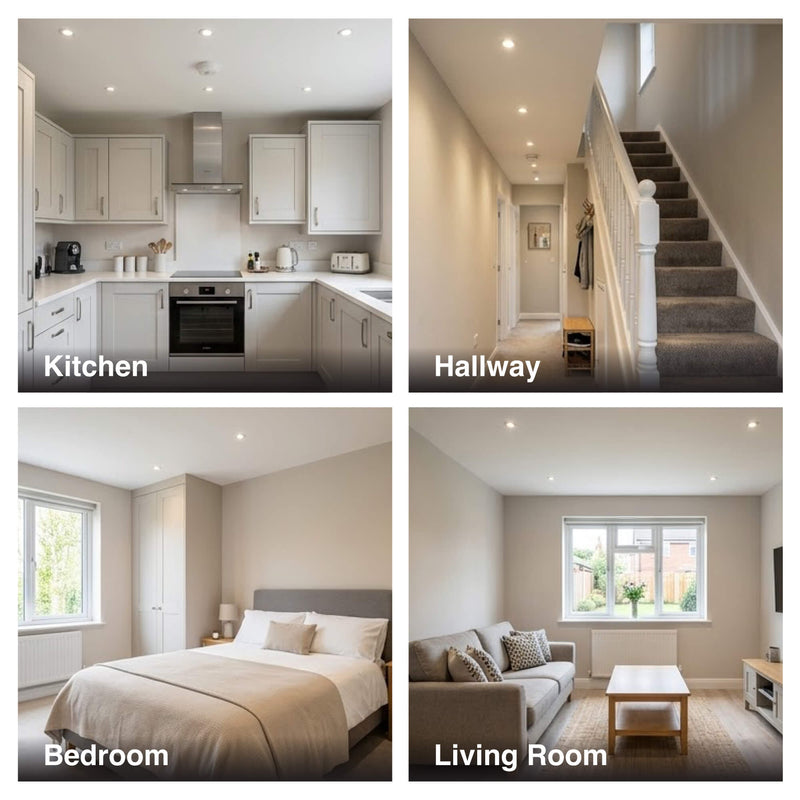 SL - FR-GU10-K-WH - Infographics - Kitchen, Hallway, Bedroom, Living Room