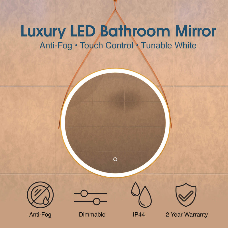 Simple Lighting - GLEAM600-BTG - Infographics - Luxury LED Bathroom Mirror