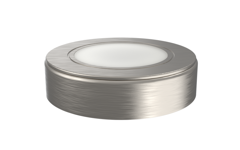 Simple Lighting - CAB-12V - Under Cabinet Light - Close up of of the brushed chrome finish of the surface mount LED under cabinet light