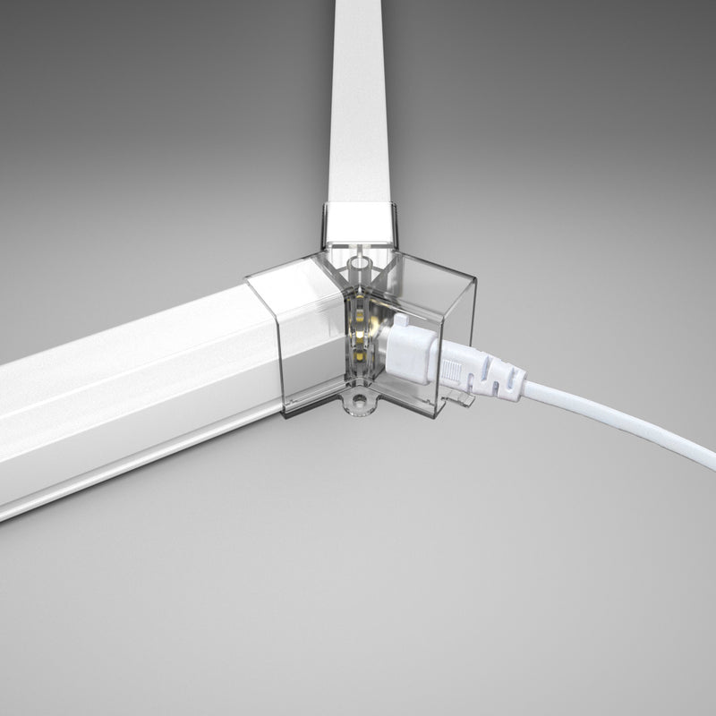 Hexagon LED Light Kit - Cool White, White Finish (Assembled Tube and Y Connector)