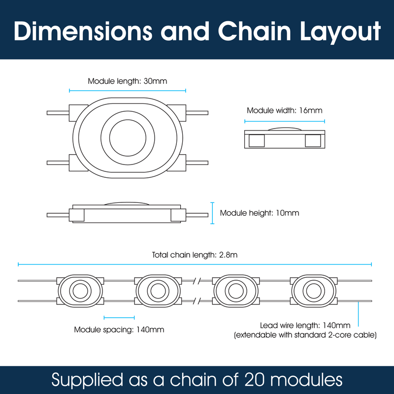 Lighteez - Module-1-65K - Infographics - Dimensions and Chain Layout