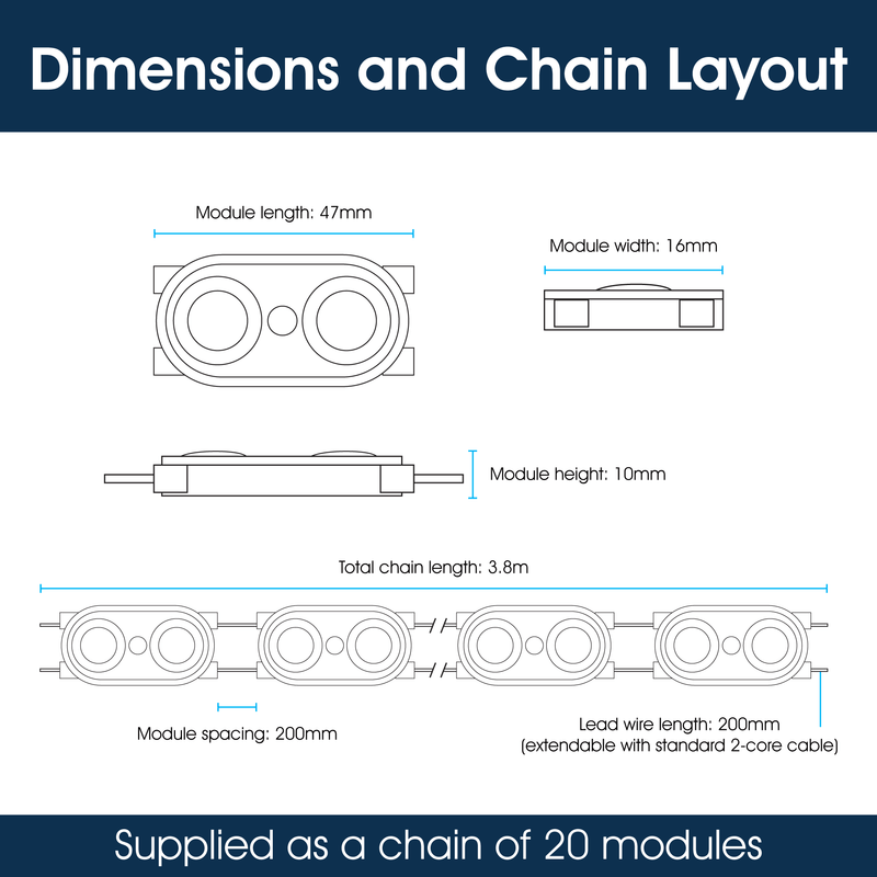 Lighteez - Module-2-65K - Infographics - Dimensions and Chain Layout