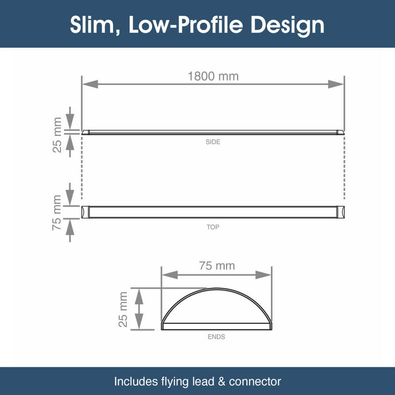 SL BAT 6FT CCT LED Batten - Slim, Low-Profile Design