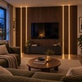 LED Neon For Slatwall (Walnut, Media Wall, Evening)