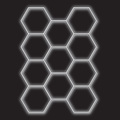 11 x Hexagon LED Light Kit - Cool White, Black Finish (black background)