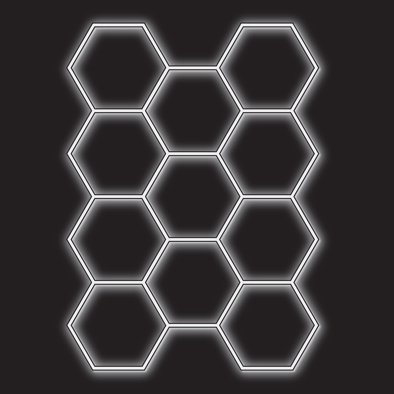 11 x Hexagon LED Light Kit - Cool White, Black Finish (black background)