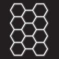 11 x Hexagon LED Light Kit - Cool White, White Finish (black background)