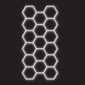 17 x Hexagon LED Light Kit - Cool White, White Finish (black background)