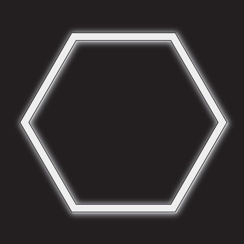 1 x Hexagon LED Light Kit - Cool White, Black Finish (black background)