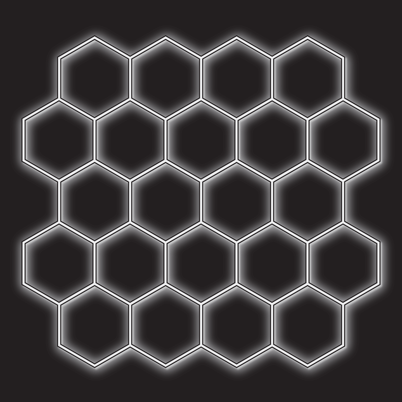 22 x Hexagon LED Light Kit - Cool White, Black Finish (black background)