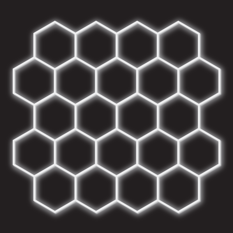 22 x Hexagon LED Light Kit - Cool White, White Finish (black background)