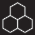 3 x Hexagon LED Light Kit - Cool White, Black Finish (black background)