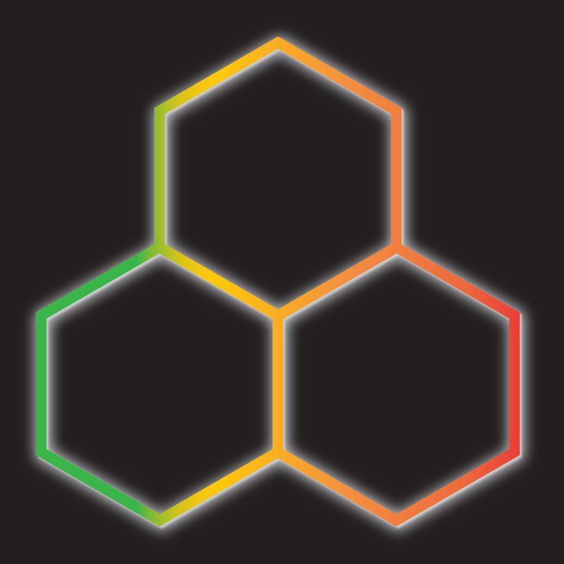 3 x Hexagon LED Light Kit — RGB, App & Remote Control, White Finish (Black Background)