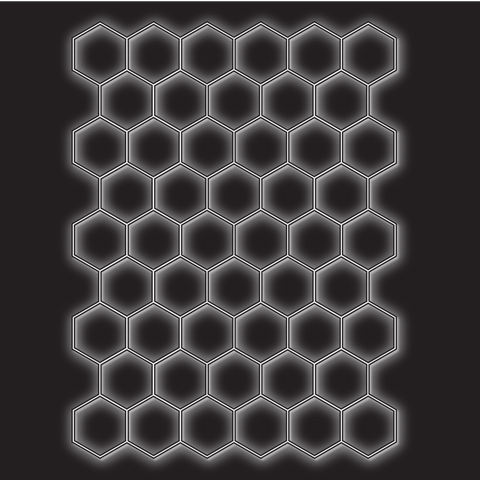 50 x Hexagon LED Light Kit - Cool White, Black Finish (black background)
