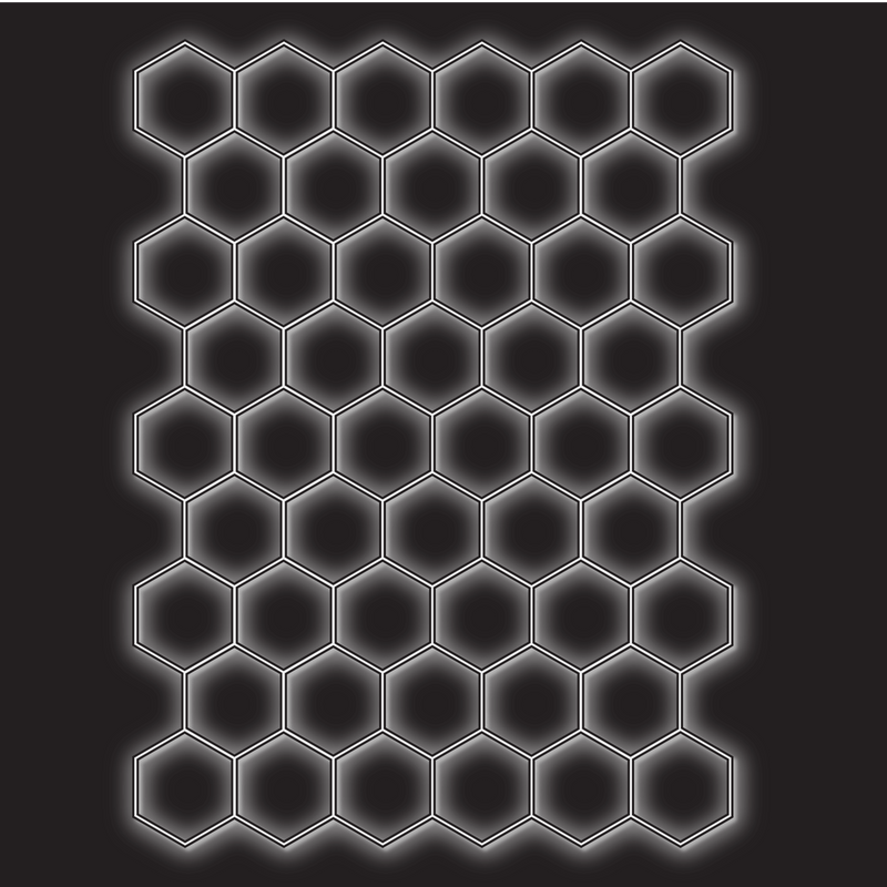 50 x Hexagon LED Light Kit - Cool White, Black Finish (black background)