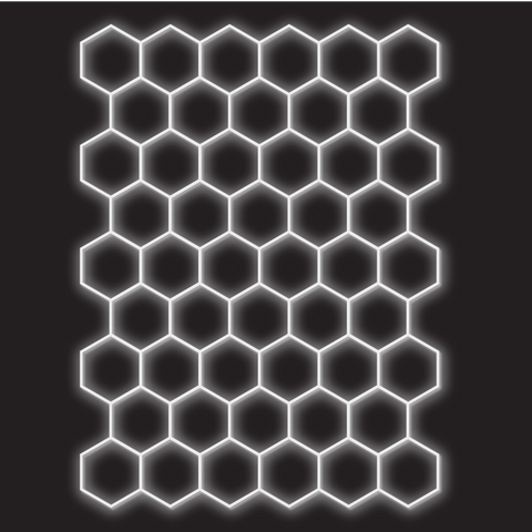 50 x Hexagon LED Light Kit - Cool White, White Finish (black background)