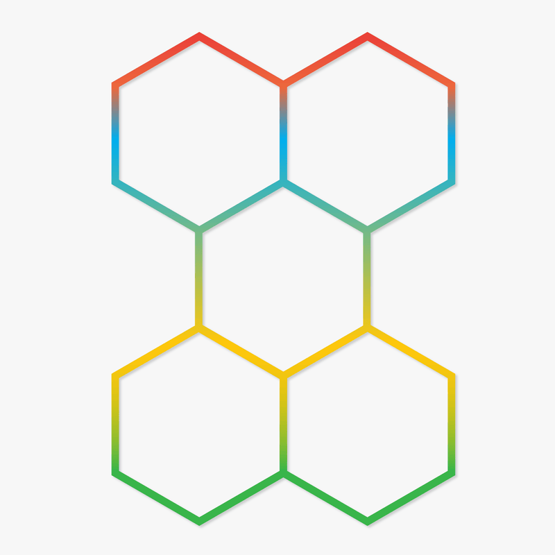 5 x Hexagon LED Light Kit — RGB, App & Remote Control, White Finish (Hero Image)