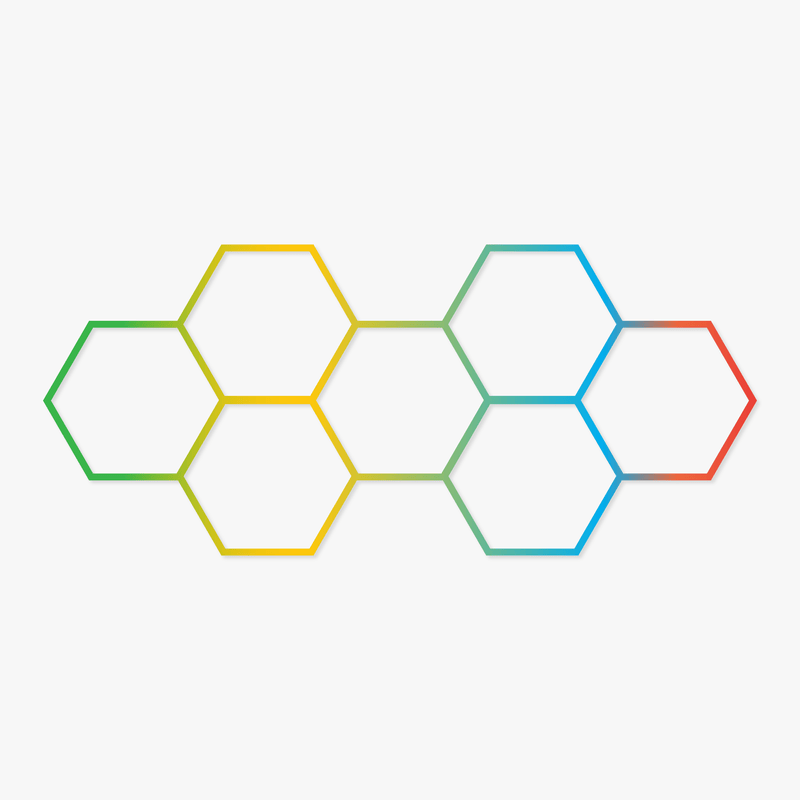 7 x Hexagon LED Light Kit — RGB, App & Remote Control, White Finish (Hero Image)