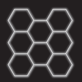 8 x Hexagon LED Light Kit - Cool White, Black Finish (black background)