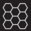 8 x Hexagon LED Light Kit - Cool White, White Finish (black background)