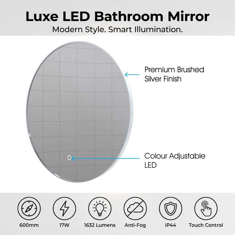 Simple Lighting - LUXE600-OBS - Infographics - Luxe LED Bathroom Mirror