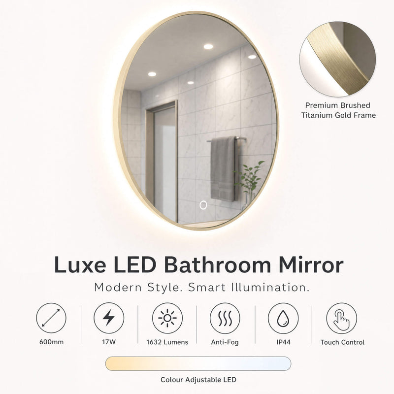 Simple Lighting - LUXE600-OTG - Infographics - Luxe LED Bathroom Mirror
