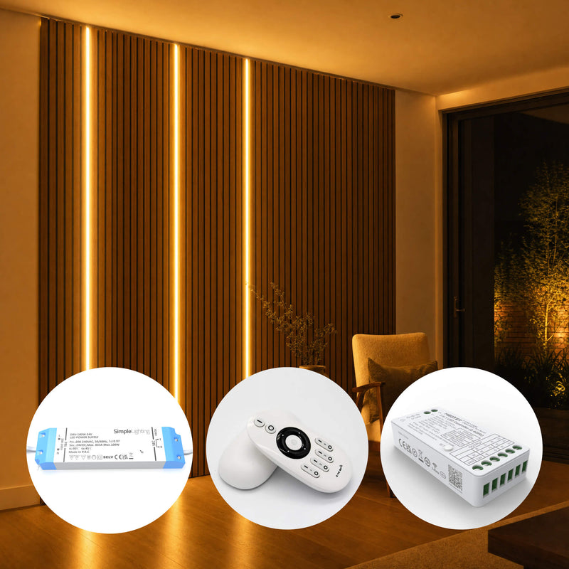 3 × 2.4m acoustic slat wall lighting kit with driver and remote control