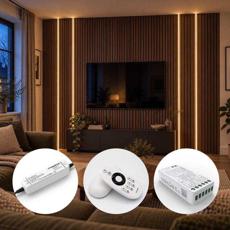 4 × 2.4m acoustic slat wall lighting kit with driver and remote control