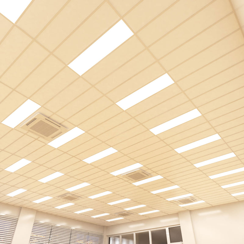Simple Lighting - PAN 1230 LED Panel Light - A wide ceiling with long grids installed with multiple long natural white LED panels.