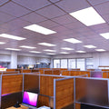 Simple Lighting - Pan 1260 LED Panel Light - Office cubicles illuminated by bright rectangular LED panel lights.