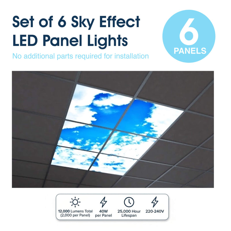 SL - PAN-SKY-6 - Infographics - Set of 6 Sky Effect LED Panel Lights